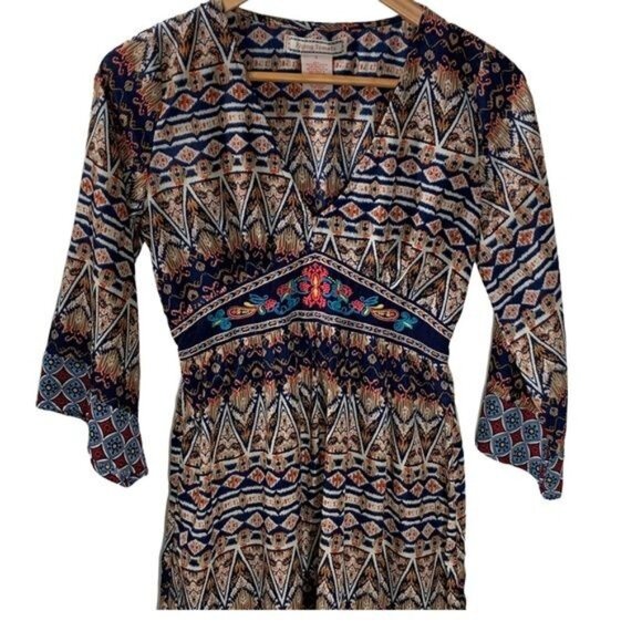 Flying Tomato Boho Bell Sleeve Mini Dress Sz S | Fall Casual Peasant Style - Picture 2 of 9